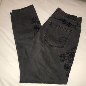 AEO Embroidered Mom Jeans